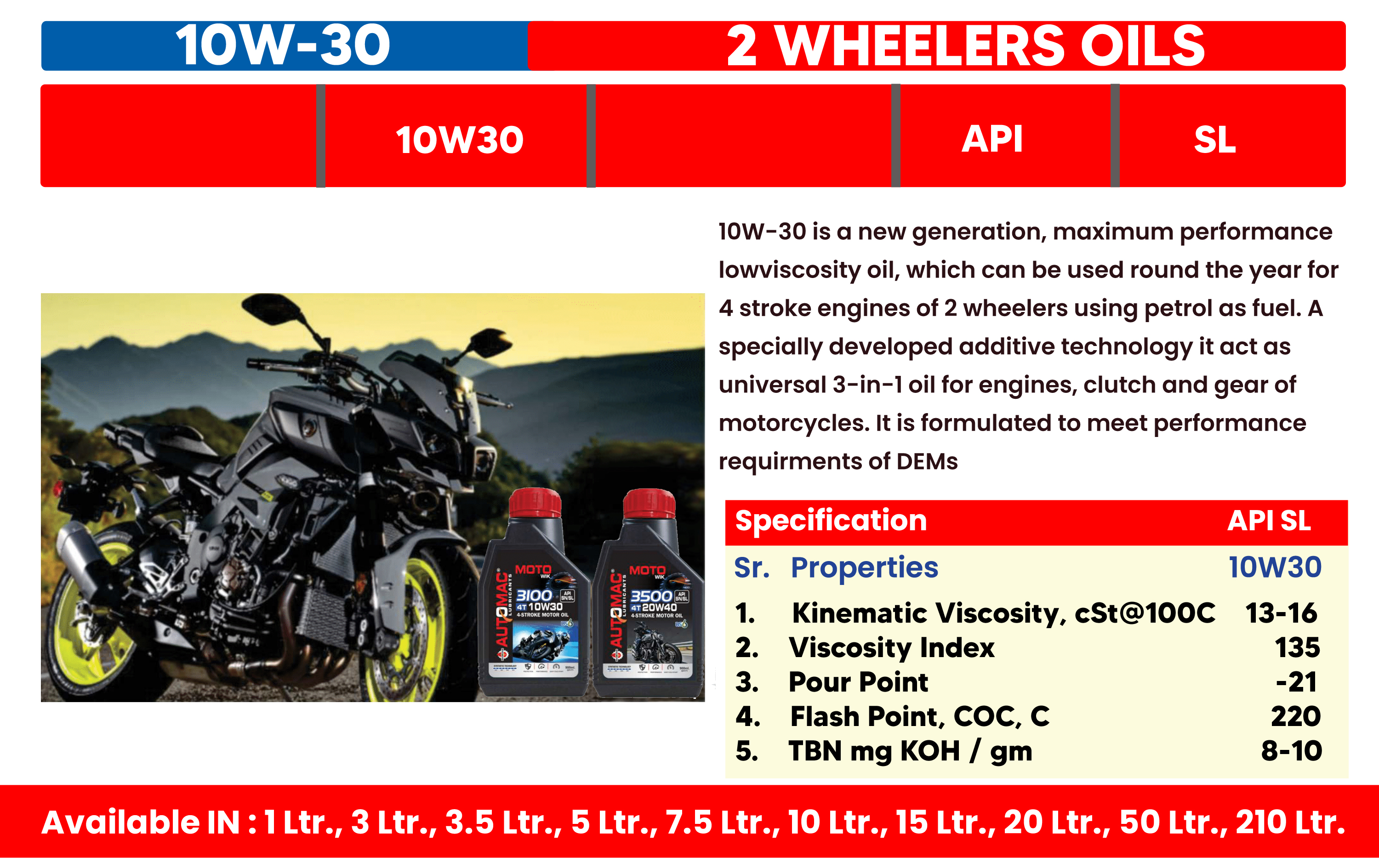 10W-30 2 Wheelers Oils